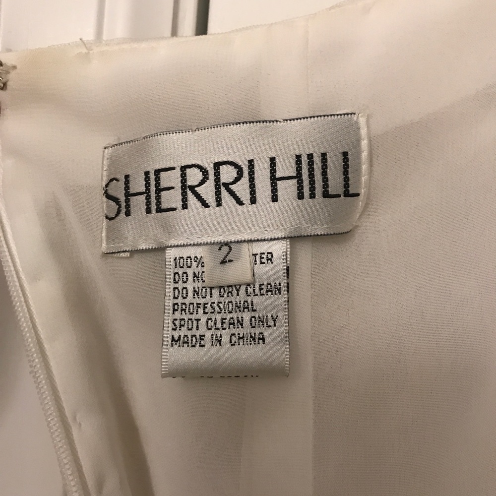 Custom Sherri Hill white/gold prom pageant gown - Picture 7 of 8